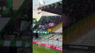 FC StGallen Fans in Bruges🟢⚪️ football ultras swissultras fans fcsg stgallen switzerland [upl. by Pelagias]