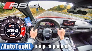 AUDI RS4 B9 Avant 29 V6 BiTurbo 294kmh AUTOBAHN POV TOP SPEED by AutoTopNL [upl. by Oralia442]