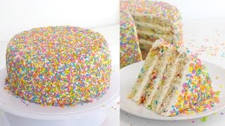 EASY Confetti Sprinkle Cake  RECIPE [upl. by Hansiain232]