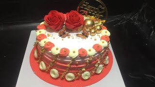 Red Rose Cake Design  How to Make a Rose Cake amp Cake Tutorial [upl. by Yendirb]