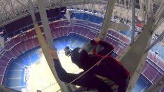 Shenanigans BASE Jump into Stadium [upl. by Mehcanem]