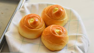 Custard Cream Filled Rose Rolls  Custard Rolls  Custard Bread Rolls  Custard Dinner Rolls [upl. by Gillmore]