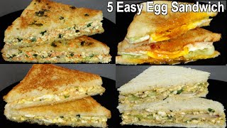 5 easy Egg Sandwich Recipe  How to Make Egg Sandwich at Home [upl. by Enyawed330]