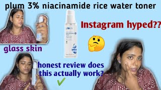 Plum 3 niacinamide amp rice water toner review in Malayalam best for open pores skin brightening 😳 [upl. by Seldun441]