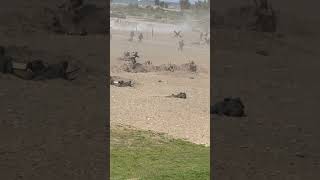 German medic runs to tend to wounded soldier 2023 ddayohio WW2Armor reenactment tank [upl. by Kerns]