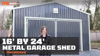 TMG Industrial 16’ x 24’ Metal Garage Shed  TMGMS1624 [upl. by Anaed]