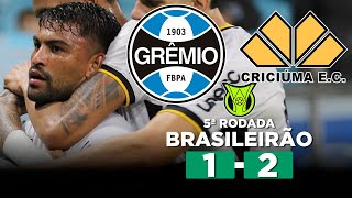 GRÊMIO PERDE PARA O CRICIÚMA EM PARTIDA ATRASADA DO BRASILEIRÃO GRÊMIO 1 x 2 CRICIÚMA  Narração [upl. by Frazier]