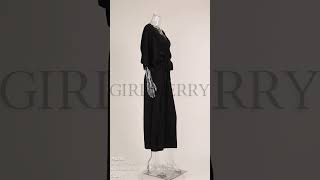 GIRLMERRY Pure color sexy satin vneck loose with belt split maxi dress Wholesale AA019868 [upl. by Ratcliff]