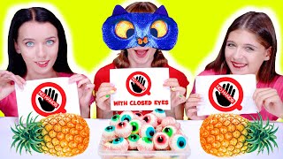 ASMR No Hands with Closed Eyes Vs No Hands  Eating Challenge By LiLiBu [upl. by Siuqaj383]