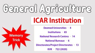 Tricks to remember ICAR institute  General Agriculture  JRF AFO IBPS [upl. by Katina794]