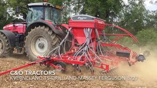 CampO Tractors  Kverneland TSDrill on Massey Ferguson 8727 [upl. by Navannod999]