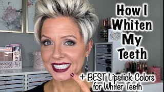 My Teeth Whitening Secret  BEST Lipstick Colors for Whiter Teeth [upl. by Auqinat685]