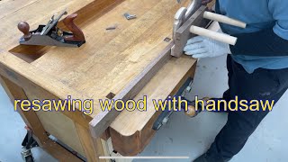 resawing wood with handsaw [upl. by Anselmo]