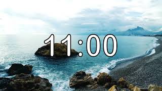 11 minute timer with Calm and Soft Music and sea wave cinematic background [upl. by Nicolai746]