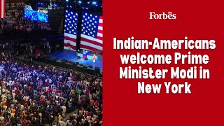 IndianAmericans welcome Prime Minister Modi in New York [upl. by Quiteri]