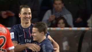 30th goal Zlatan IBRAHIMOVIC 50  FC Lorient  Paris SaintGermain 13  201213 [upl. by Reld]