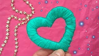 ♡ HARTJE KNUTSELEN VAN WOL amp KARTON ♡ VALENTIJNSDAG  MOEDERDAG ♡ DIY HEART CARDBOARD amp WOOL [upl. by Drageruaeb]