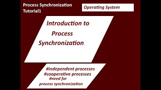 Process Synchronization in Operating System  Independent Process  Cooperative Process  OS [upl. by Ciardap]