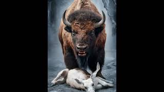 American bison vs White Animals Battle Lion Tiger Wolf Hyena polar bear [upl. by Adiehsar]