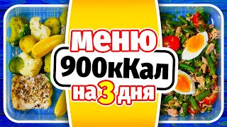 МЕНЮ НА ДЕНЬ 900кКал Заготовки еды на 3 дня  Завтрак Обед Ужин Перекусы [upl. by Anauqal]