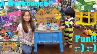 Thomas the Tank Engine amp Friends Sodor Steamworks Workbench Unboxing amp Playtime Fun Video [upl. by Sukcirdor715]