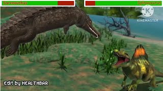 Spinosaurus vs SarcosuchusPong 1977 with healthbar  HEALTHBAR [upl. by Enelkcaj]