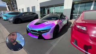 Insane Neo Chrome Wrap Transformation on BMW i8 [upl. by Carolee]