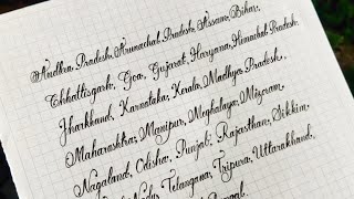 Beautiful and neat cursive handwriting  Neat and clean calligraphy handwriting  State Names [upl. by Aliakim]