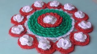 WOW  Flower Woolen Rumal Making Step by step  Rumal Design  Woolen Crafts  Table Mat 2018 [upl. by Mchail451]