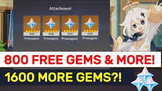 CLAIM 800 FREE GEMS NOW 2 NEW Ways 1600 Gems To Come  Genshin Impact [upl. by Linea484]