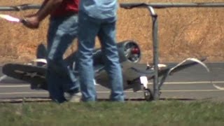 RC F4U corsair crash a beautiful landing turns into a hideous wreck at sccmas [upl. by Bergren]