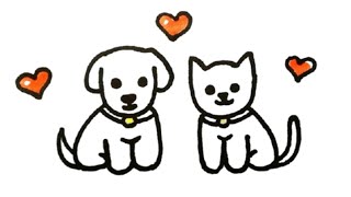 How To Draw a Cute CAT and DOG Easy Drawing Step by Step [upl. by Esaele]