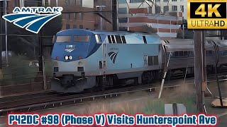 Amtrak P42DC 98 Phase V Makes A Visit At Hunterspoint Ave [upl. by Alimak180]