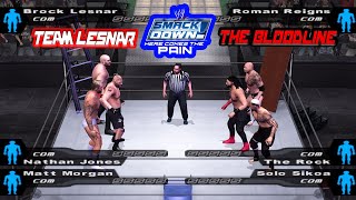 Brock Lesnar amp Nathan Jones amp Matt Morgan v Roman Reigns amp The Rock amp Solo Sikoa Gameplay  WWE HCTP [upl. by Adnovahs473]