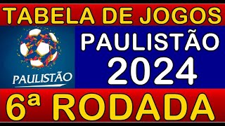 TABELA DE JOGOS DO CAMPEONATO PAULISTA 2024 • 6ª RODADA • PRÓXIMOS JOGOS DO PAULISTÃO 2024 [upl. by Raynor579]