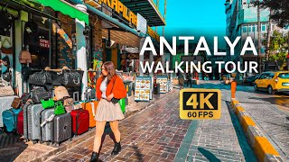 Antalya Turkey walking tour 2024  OLD BAZAAR walking tour 4K 60 FPS [upl. by Nylad]