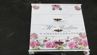 How to Decoupage Furniture a Dresser French Script flowers [upl. by Tedder570]