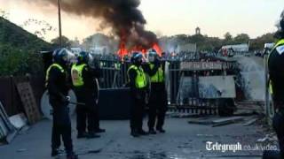 Dale Farm evictions Riot police battle protesters as travellers camp is cleared [upl. by Weisbart540]