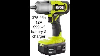 Ryobi Impact Wrench Performance 375 Ftlb 12 In 12V [upl. by Mimi]