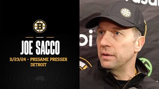 Sacco Speaks Ahead of Bruins Matchup vs Red Wings in Detroit [upl. by Oiluarb]