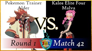 TWT Round 1 Match 42  Pokemon Trainer Alder VS Kalos Elite Four Malva [upl. by Schmitt]