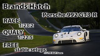 ACC 195  Porsche 992 GT3R  Brands Hatch  FREE stable Race amp Qualify setup LFM BoP tune [upl. by Lahpos]