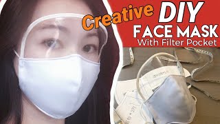 DIY FACE MASK ｜how to make fabric face masks with filter pocket｜DIY eye shield mask 【創意立體布口罩布口罩】 [upl. by Scherle]