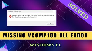 How to Fix Missing VCOM100DLL Error  Windows 32 amp 64bit [upl. by Fabien]