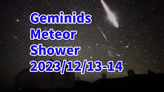 Geminid meteor shower 2023121314 LIVE from Subaru Telescope MaunaKea Hawaii [upl. by Ennoryt873]