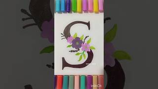 Floral S Letter Design  Watercolor shortvideoartcolorpaintingletteringwatercolorshorts [upl. by Valle]