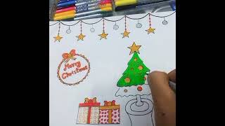 Draw Merry Christmas drawing colouring youtubeshorts2024 viralvideo trending shorts subscribe [upl. by Lach76]