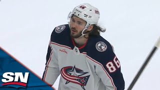 Blue Jackets Kirill Marchenko Completes Hat Trick With Two Goals 18 Seconds Apart [upl. by Zechariah]