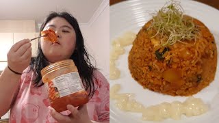 REAL MUKBANG COOKING VLOG Using Leftovers Delicious Kimchi Fried Rice Recipe [upl. by Adan]