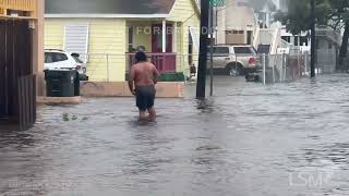 07082024 Galveston TX  Hurricane Conditions Neighborhoods Inundated With Surge [upl. by Gross400]